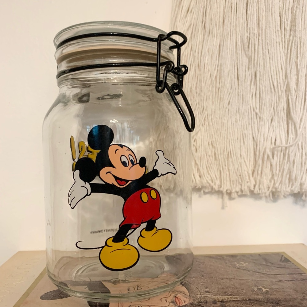 Vintage Mickey Mouse Anchor Hocking Glass Goodie Jar
